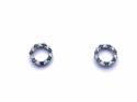 Silver Emerald and CZ Open Circle Stud Earrings