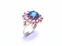 9ct Pink & Blue Flower Dress Ring
