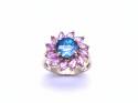 9ct Pink & Blue Flower Dress Ring