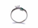 Silver Clear & Green CZ Pear Shaped 2 Stone Ring