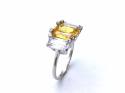 Silver Yellow & Clear CZ 3 Stone Ring