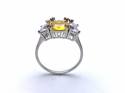 Silver Yellow & Clear CZ 3 Stone Ring