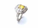 Silver Yellow & Clear CZ Cluster Ring