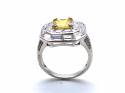 Silver Yellow & Clear CZ Cluster Ring