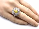 Silver Yellow & Clear CZ Cluster Ring