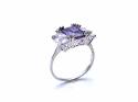 Silver Purple & Clear CZ 3 Stone Ring