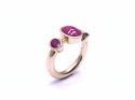 14ct Synthetic Ruby 3 Stone Ring