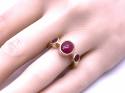 14ct Synthetic Ruby 3 Stone Ring