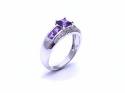 9ct White Gold Amethyst & Diamond Ring