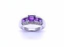 9ct White Gold Amethyst & Diamond Ring