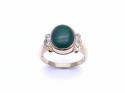 9ct Green Agate & Diamond Ring