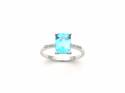 9ct White Gold Blue Topaz & Diamond Ring