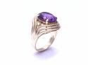 14ct Amethyst Solitaire & Diamond Ring