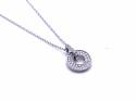 Silver CZ Set Disc Pendant & Chain