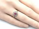 A Vintage Synthetic Ruby and Diamond Cluster Ring