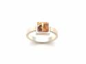 Silver Square Amber Ring