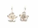 Silver Polished Flower Drop Earrings