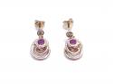 9ct Yellow Gold Ruby & Diamond Drop Earrings