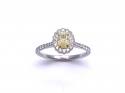 Platinum Fancy Yellow Diamond Halo Ring