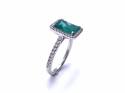 Platinum Emerald & Diamond Halo Ring