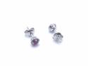 Silver Ruby Round Stud Earrings 3mm