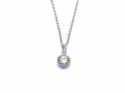 Silver Peridot Round Pendant & Chain 16-18 Inch