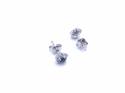 Silver Sapphire & CZ Cluster Stud Earrings