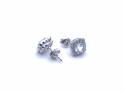 Silver Aquamarine & CZ Cluster Stud Earrings