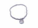 Elasticated Silver Bead Bracelet with Tree of Life