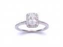 Platinum Radiant Cut Diamond Halo Ring