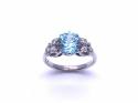 14ct Blue Zircon & Diamond Ring