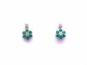 9ct Yellow Gold Emerald & Diamond Drop Earrings