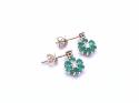 9ct Yellow Gold Emerald & Diamond Drop Earrings