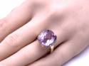 9ct Amethyst Solitaire & Diamond Ring