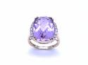 9ct Amethyst Solitaire & Diamond Ring
