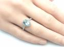 18ct White Gold Aquamarine & Diamond Halo Ring