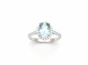 18ct White Gold Aquamarine & Diamond Halo Ring