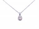 18ct Oval Halo Diamond Pendant & Chain 0.33ct