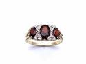 9ct Garnet & Diamond 3 Stone Ring