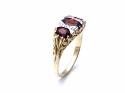 9ct Garnet & Diamond 3 Stone Ring