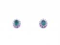 9ct Emerald & Diamond Cluster Earrings