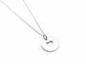 Silver Round Disc Heart Pendant & Chain 16-18 Inch