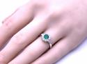 18ct White Gold Emerald & Diamond Cluster Ring