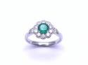 18ct White Gold Emerald & Diamond Cluster Ring