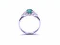 18ct White Gold Emerald & Diamond Cluster Ring