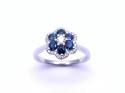 18ct White Gold Sapphire & Diamond Cluster Ring