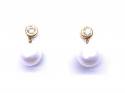 18ct Pearl & Diamond Drop Earrings