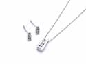 Platinum Diamond Earrings and Pendant Set