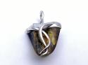 Large Green Amber Tooth Shaped Pendant 45 x 60mm