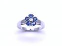 9ct White Gold Sapphire & Diamond Flower Ring